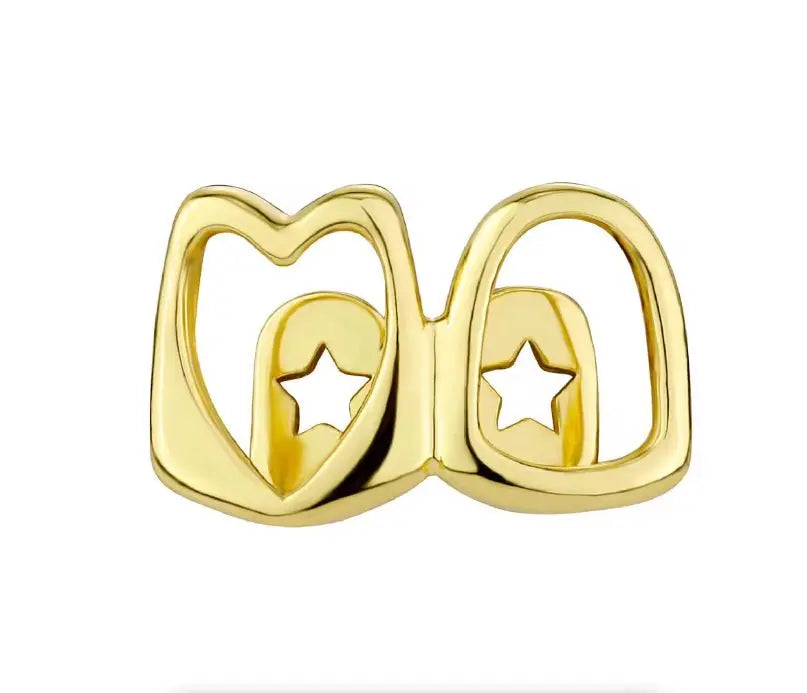 🔥 18KT Gold - Plated Heart & Star Tooth Cap Grillz – Hip Hop Bling ✨ - ✨ B.eaded E.verything by "The Croc Doc" 💕🐊