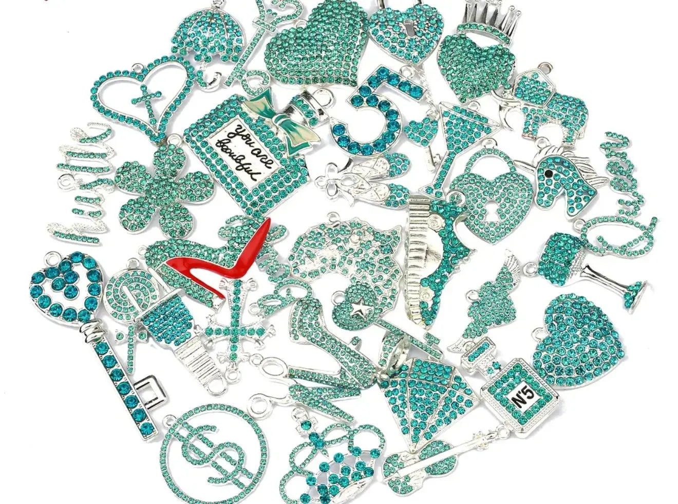 ✨ Custom Aqua Rhinestone Bling Charm Sets – 5 to 50 Pieces by The Croc Doc - ✨ B.eaded E.verything by "The Croc Doc" 💕🐊