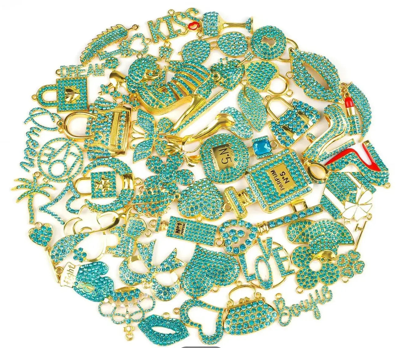 ✨ Custom Aqua Rhinestone Bling Charm Sets – 5 to 50 Pieces by The Croc Doc - ✨ B.eaded E.verything by "The Croc Doc" 💕🐊