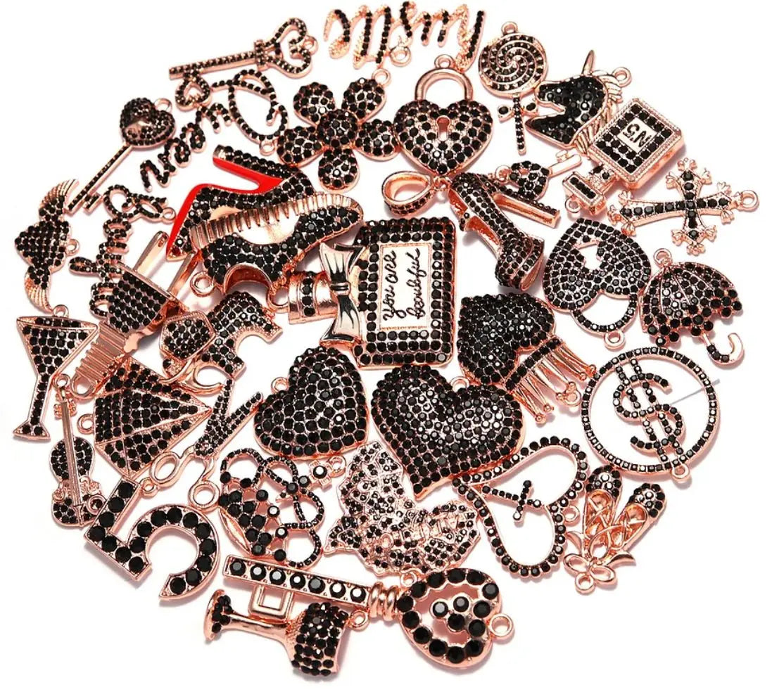 ✨ Custom Black Rhinestone Bling Charm Sets – 5 to 50 Pieces by The Croc Doc - ✨ B.eaded E.verything by "The Croc Doc" 💕🐊