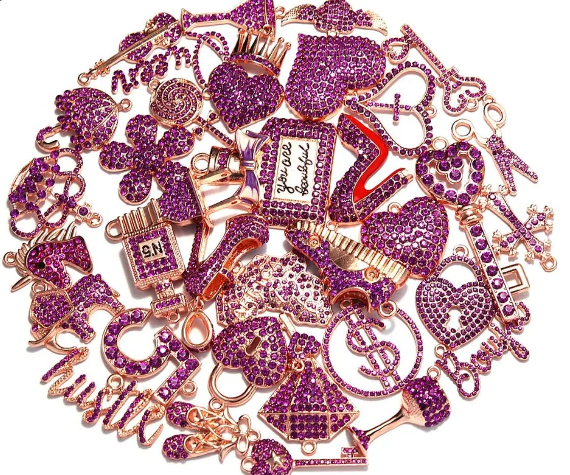 ✨ Custom Dark Purple Rhinestone Bling Charm Sets – 5 to 50 Pieces by The Croc Doc - ✨ B.eaded E.verything by "The Croc Doc" 💕🐊