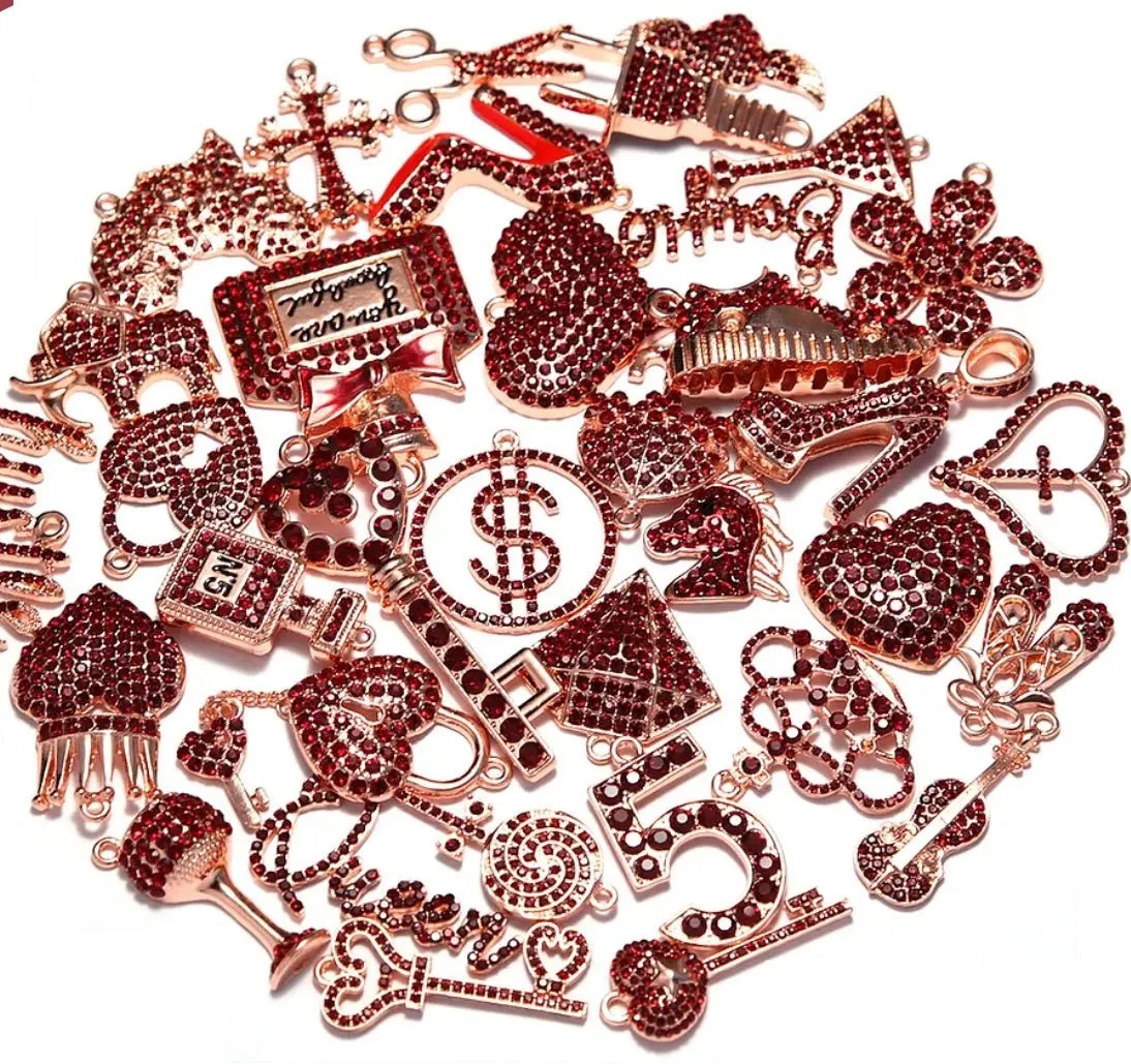 ✨ Custom Dark Red Rhinestone Bling Charm Sets – 5 to 50 Pieces by The Croc Doc - ✨ B.eaded E.verything by "The Croc Doc" 💕🐊