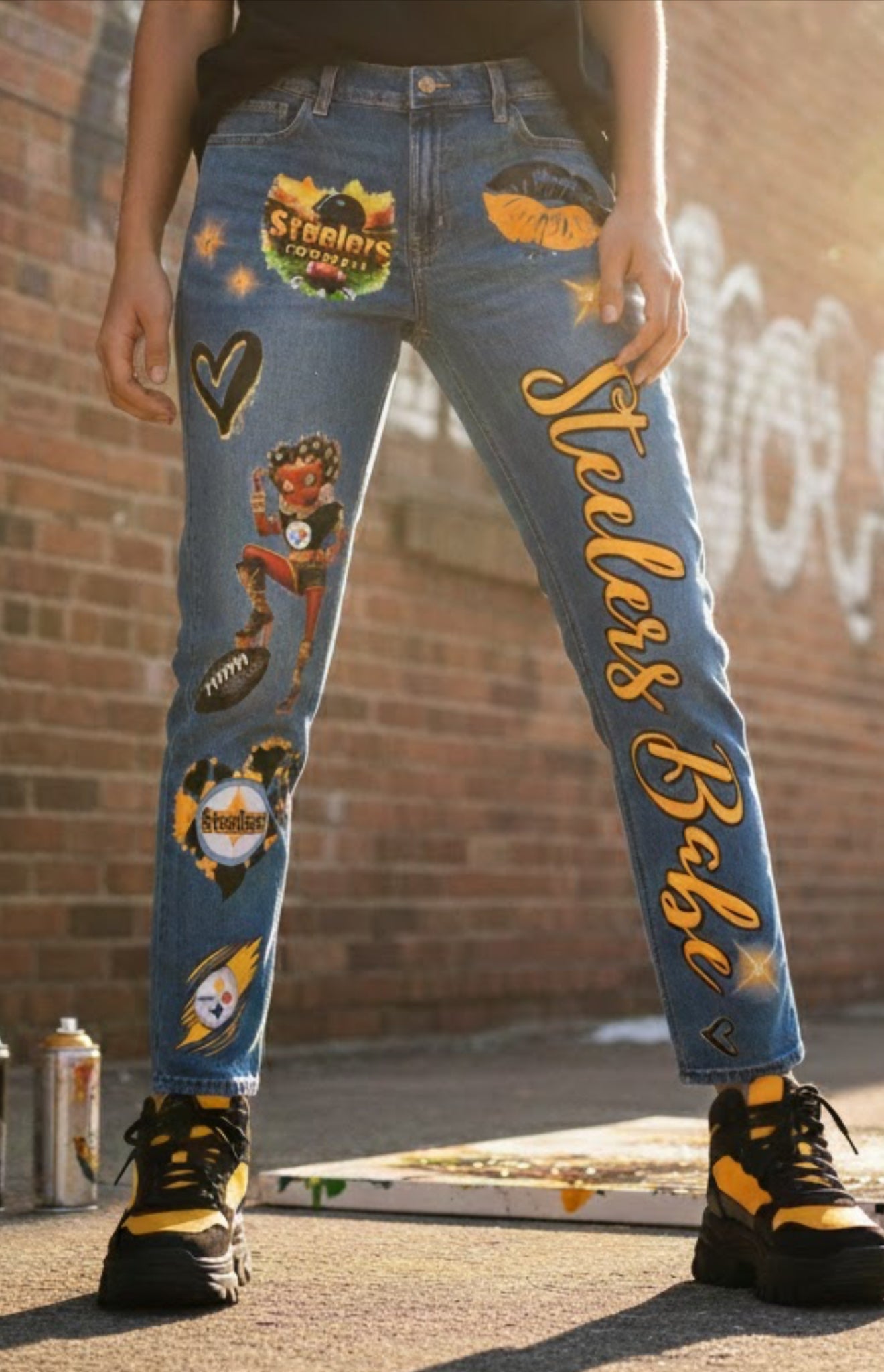 🔥 CUSTOM NFL JEANS • ONE - OF - ONE FAN DRIP - ✨ B.eaded E.verything by "The Croc Doc" 💕🐊