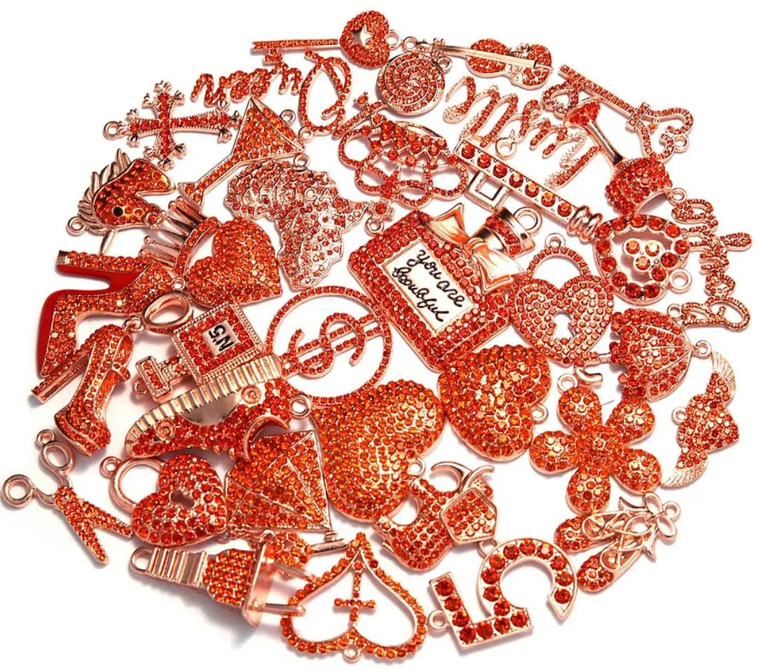 ✨ Custom Orange Rhinestone Bling Charm Sets – 5 to 50 Pieces by The Croc Doc - ✨ B.eaded E.verything by "The Croc Doc" 💕🐊
