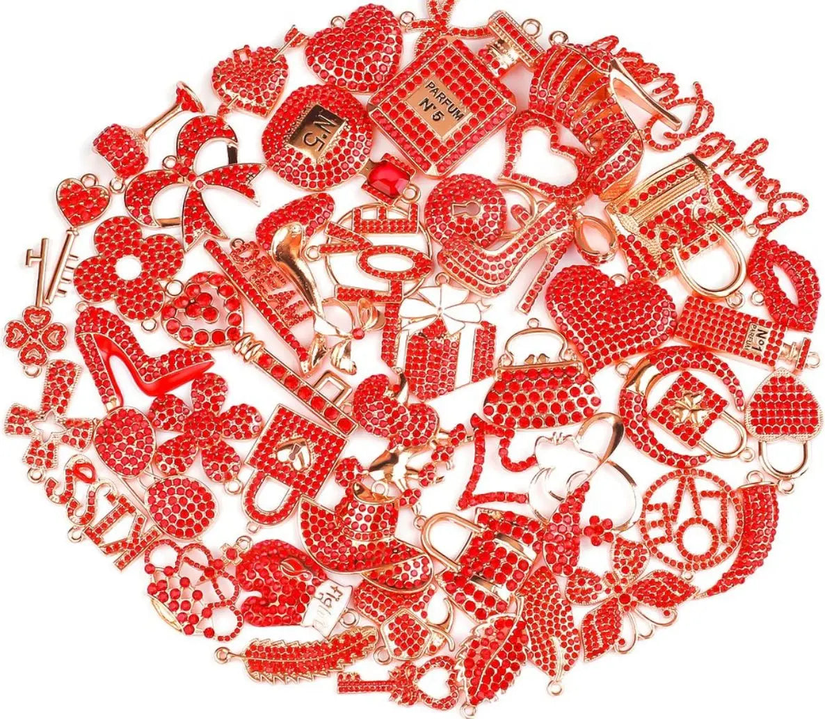 ✨ Custom Red Rhinestone Bling Charm Sets – 5 to 50 Pieces by The Croc Doc - ✨ B.eaded E.verything by "The Croc Doc" 💕🐊