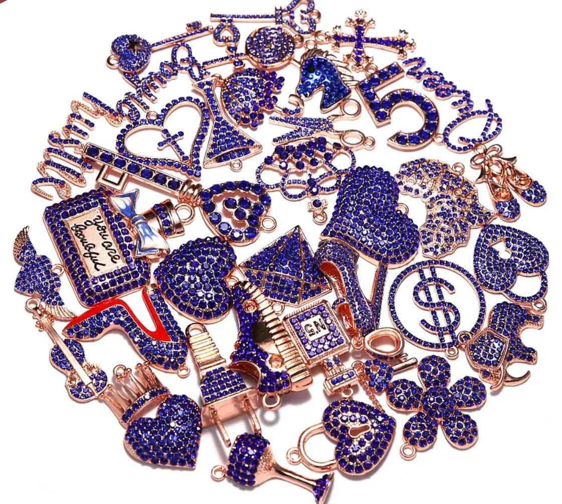 ✨ Custom Royal Blue Rhinestone Bling Charm Sets – 5 to 50 Pieces by The Croc Doc - ✨ B.eaded E.verything by "The Croc Doc" 💕🐊