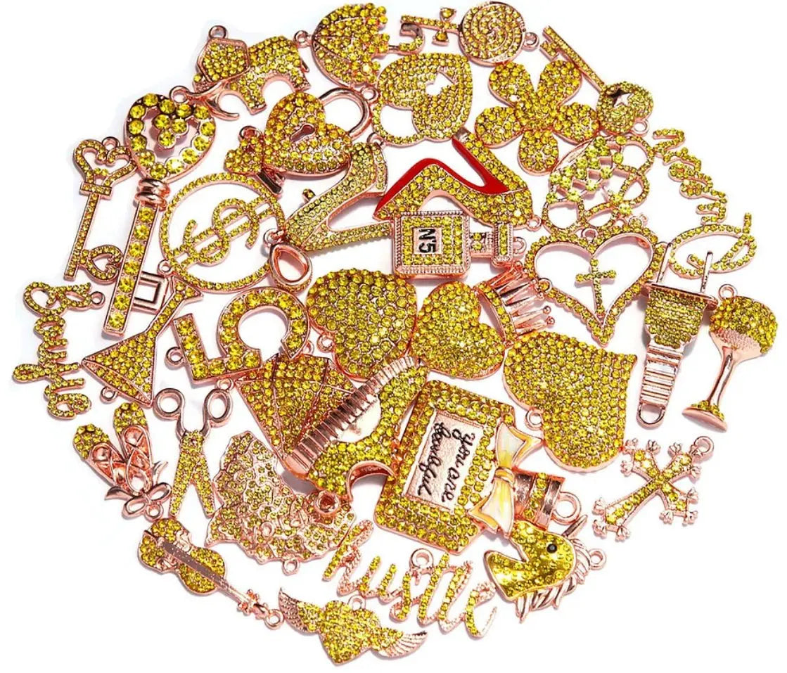 ✨ Custom Yellow Rhinestone Bling Charm Sets – 5 to 50 Pieces by The Croc Doc - ✨ B.eaded E.verything by "The Croc Doc" 💕🐊