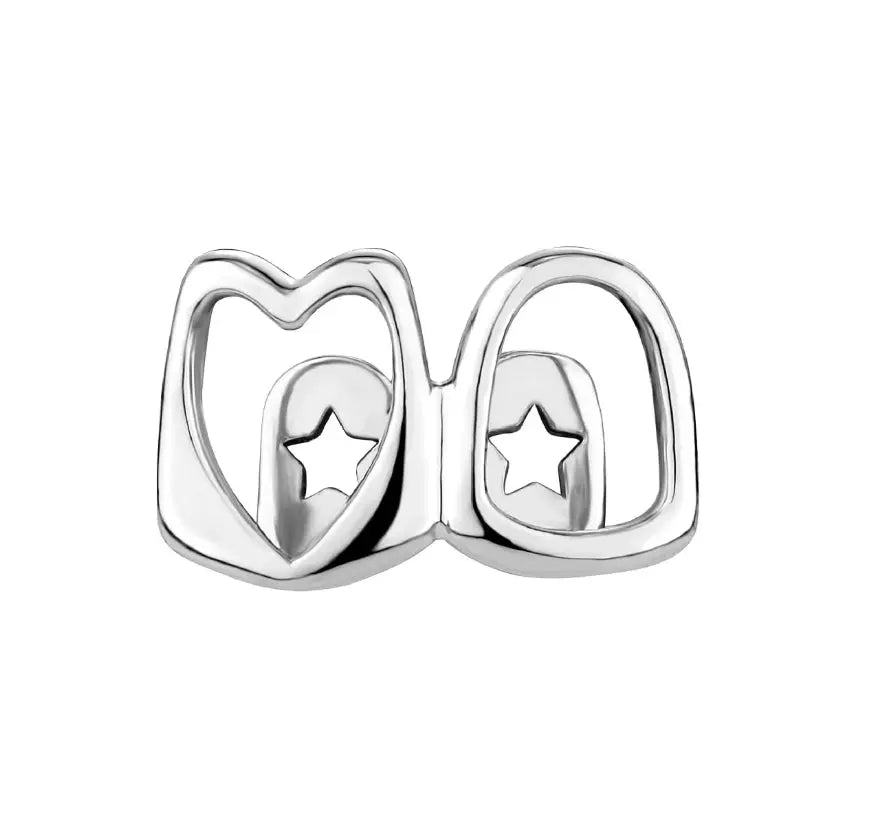 🔥 Silver Heart & Star Tooth Cap Grillz – Hip Hop Bling ✨ - ✨ B.eaded E.verything by "The Croc Doc" 💕🐊