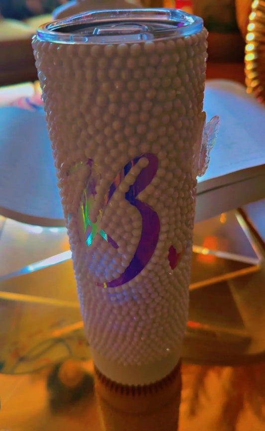 Blinged Bluetooth Skinny Tumbler – 20 oz Custom Glam by The Croc Doc - ✨ B.eaded E.verything by "The Croc Doc" 💕🐊