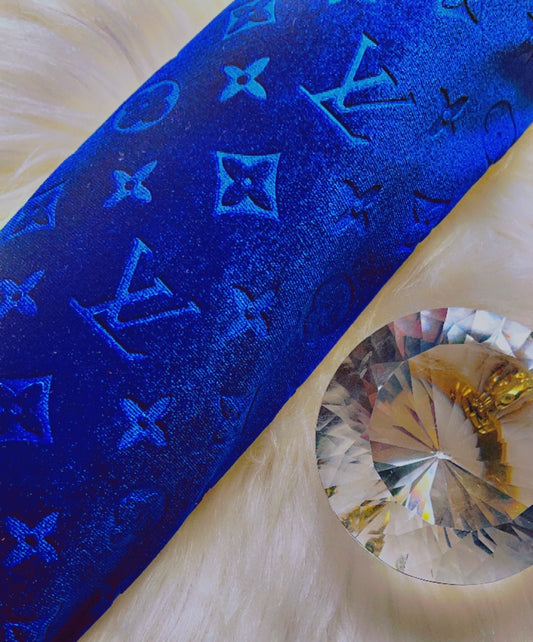 ✨ Regal Blue Luxe: Royal Blue Velvet LV-Inspired Fabric ✨