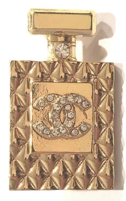 🌟 Gold CC Perfume Bottle Chic Couture Brooch 🌟