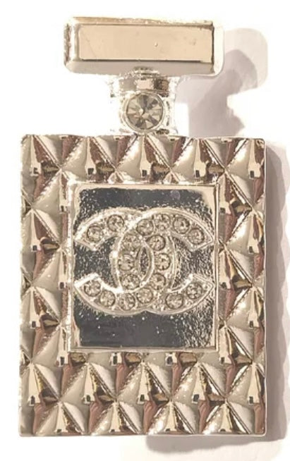 🌟 Silver CC Perfume Bottle Couture Brooch 🌟