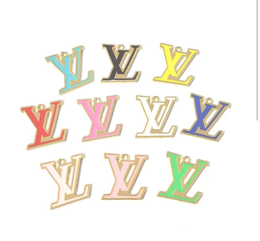 GOLD Big, Colorful LV-Inspired Charm for bracelets, necklaces, keychains, purse charms, and shoe charms. Perfect for creating bold, customized fashion accessories with a designer-inspired look. Ideal for fashion lovers, DIY creators, and gift seekers.