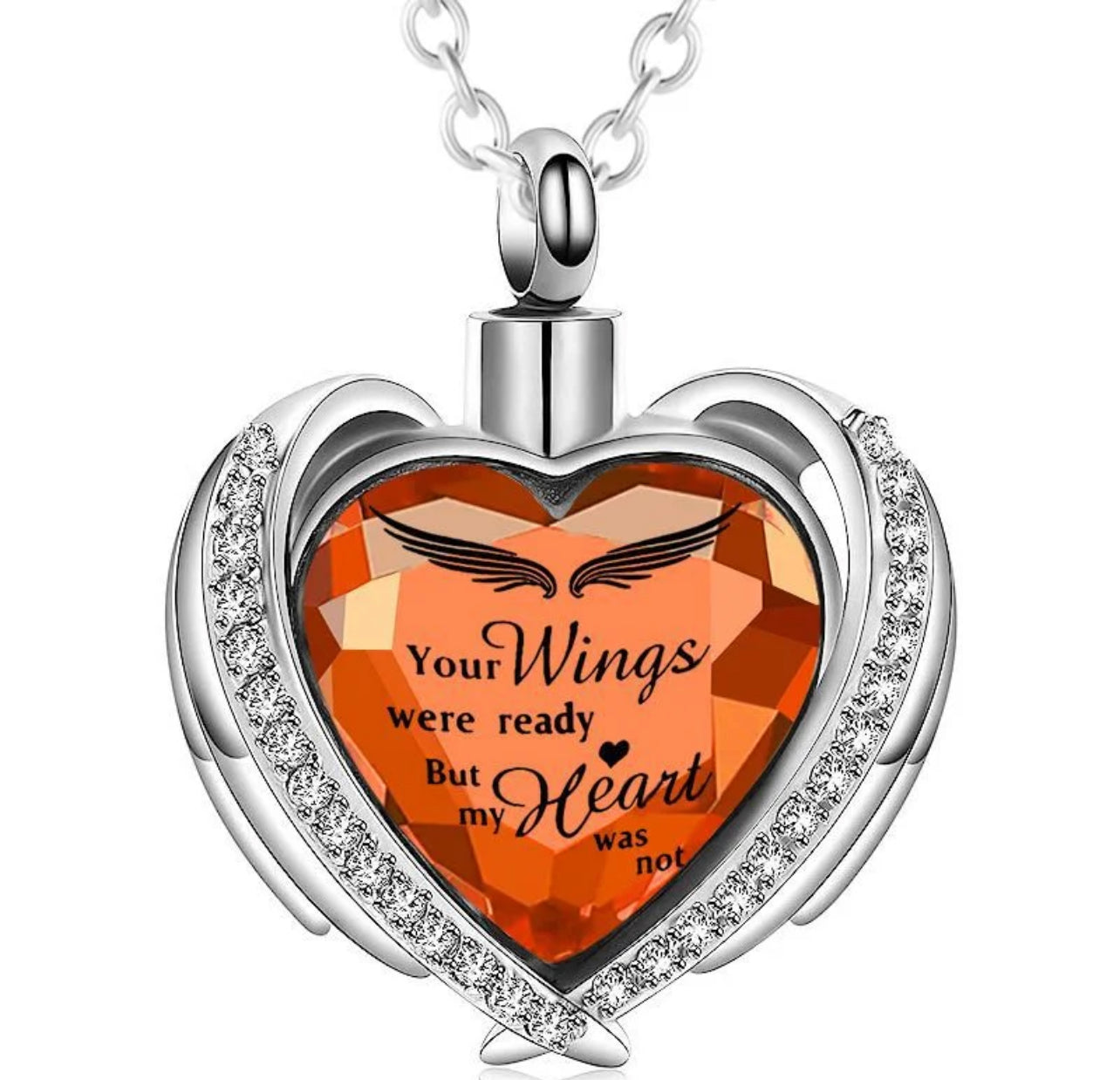 “Your Wings Was Ready, My Heart Was Not” Cremation Necklace & Pendant