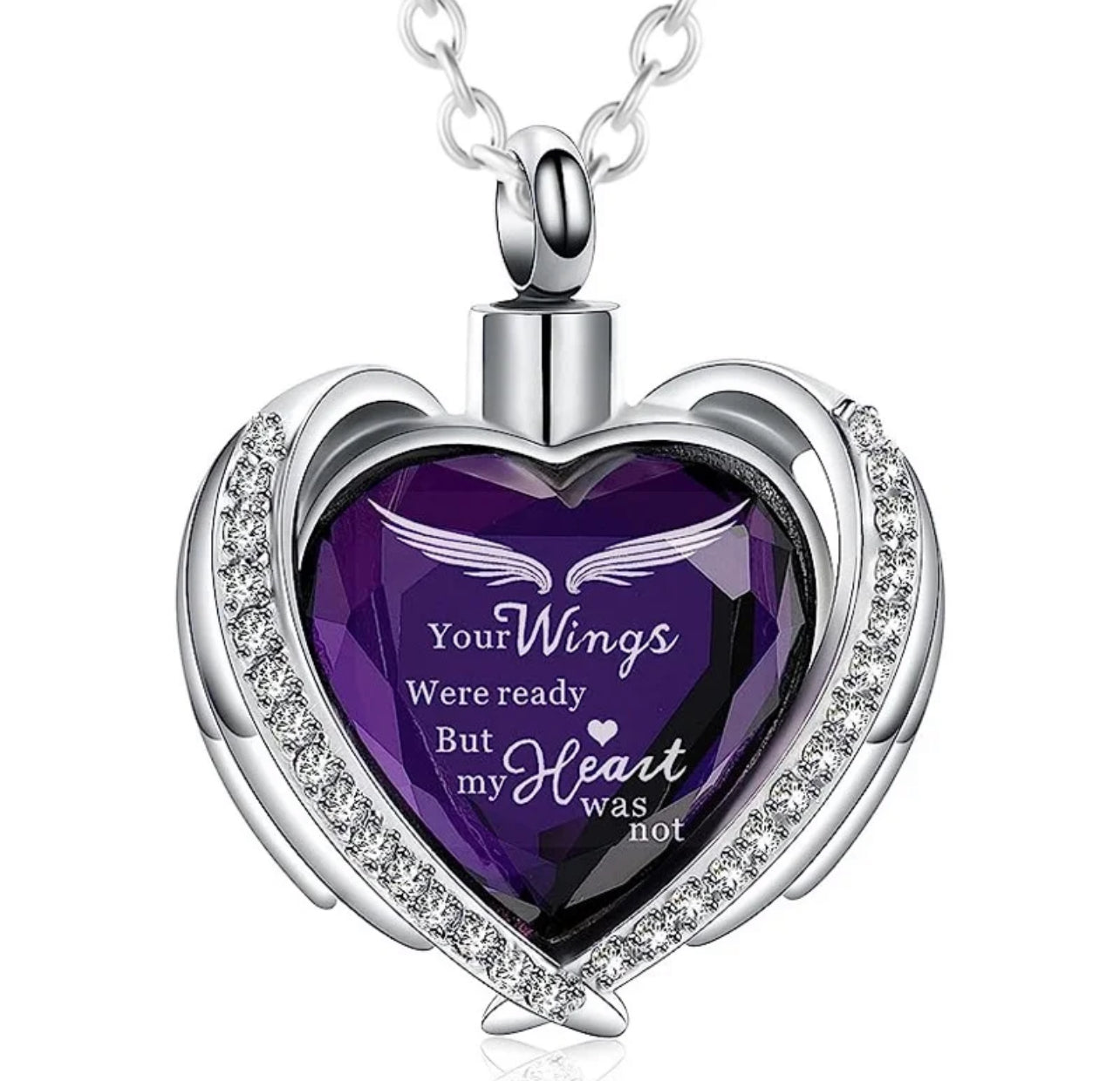 “Your Wings Was Ready, My Heart Was Not” Cremation Necklace & Pendant