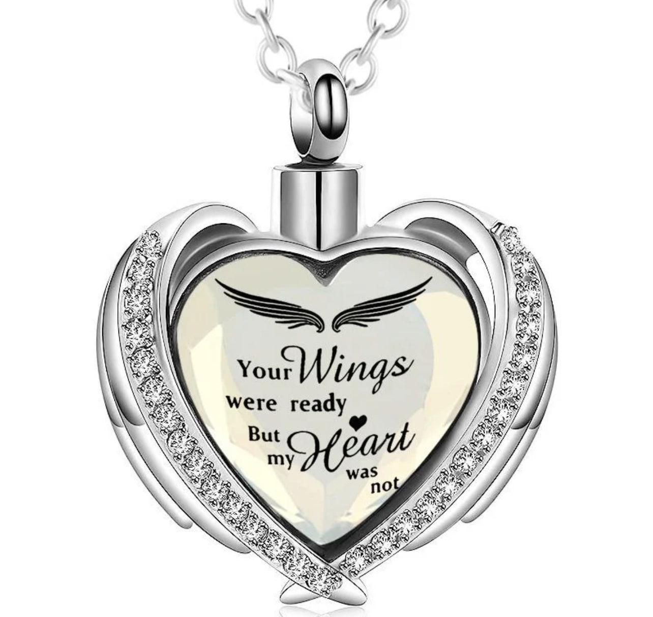 “Your Wings Was Ready, My Heart Was Not” Cremation Necklace & Pendant