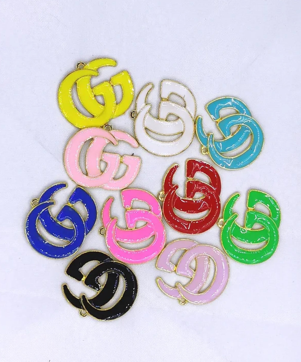 GOLD GG-Inspired Charm for bracelets, necklaces, keychains, purse charms, and shoe charms. Perfect for adding luxury and designer-inspired elegance to your DIY fashion creations. Ideal for fashion lovers, DIY crafters, and gift seekers