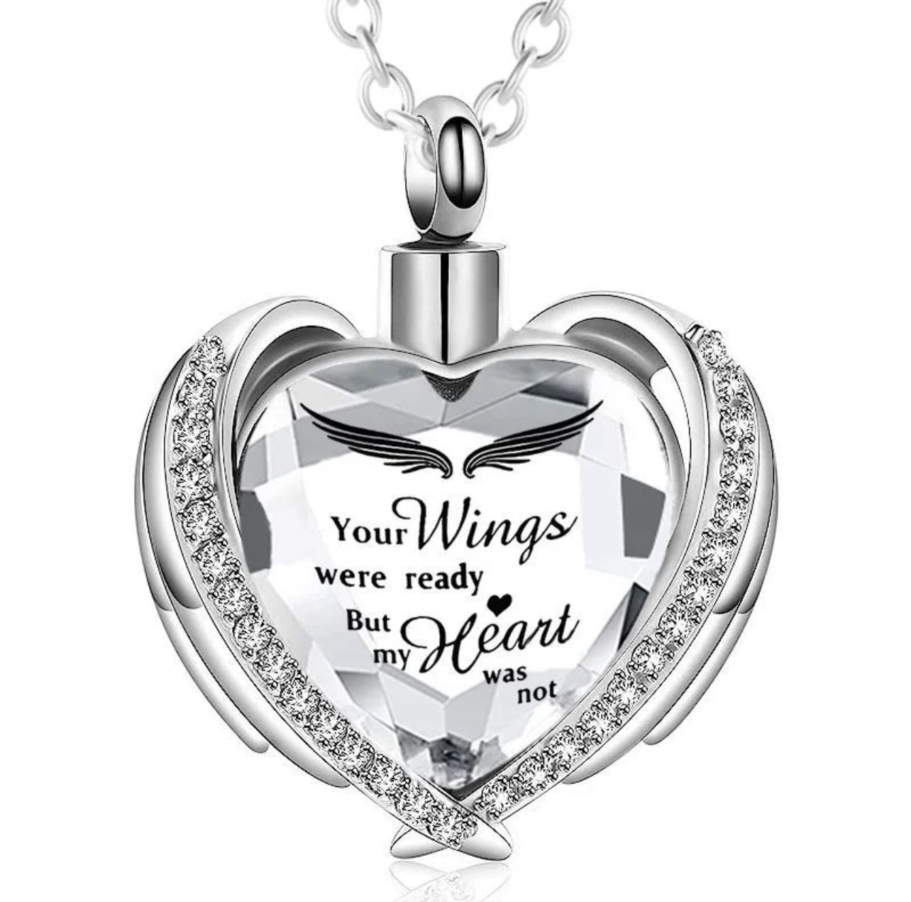 “Your Wings Was Ready, My Heart Was Not” Cremation Necklace & Pendant