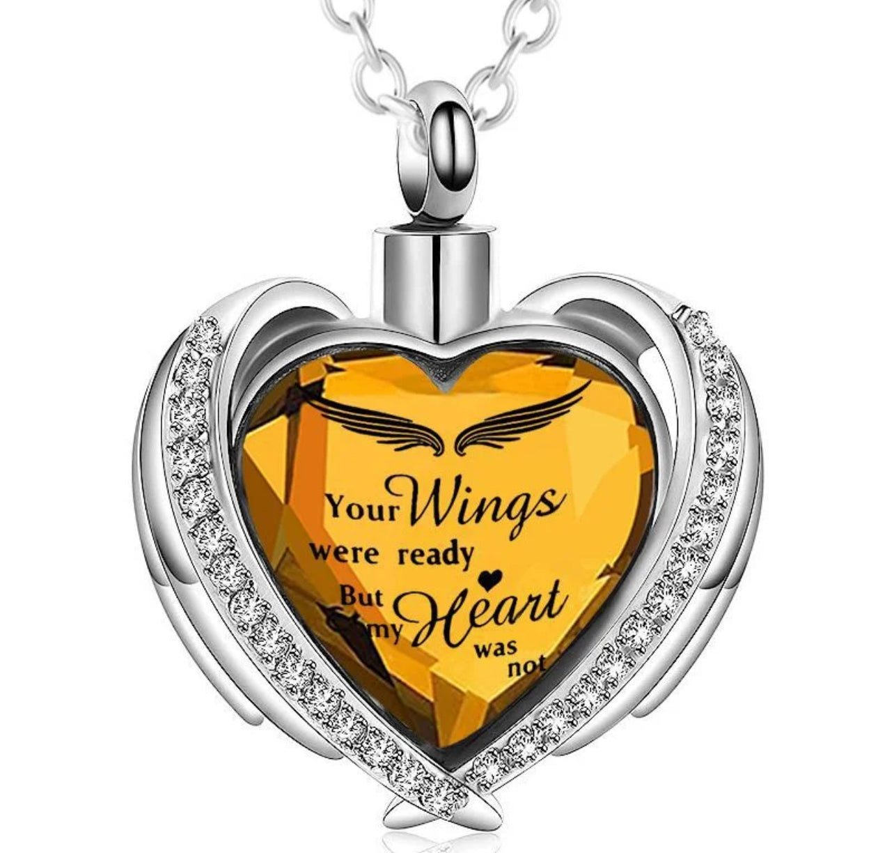 “Your Wings Was Ready, My Heart Was Not” Cremation Necklace & Pendant