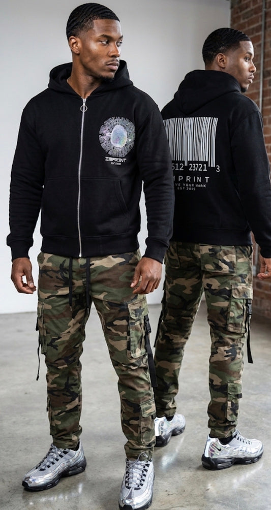 IMPRINT Zip-Up Hoodie – Front & Back DTF Print | Optional Rhinestone Bling