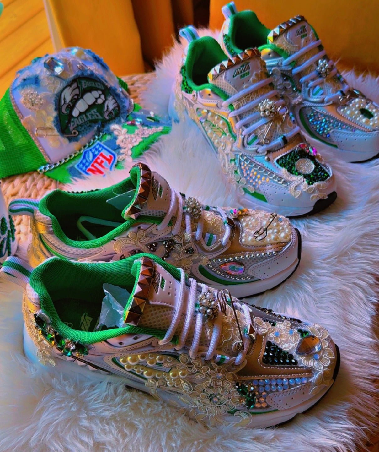 ✨ Philadelphia Eagles Avia Blinged Couture Sneakers | Custom Rhinestone Shoes ✨ - ✨ B.eaded E.verything by "The Croc Doc" 💕🐊