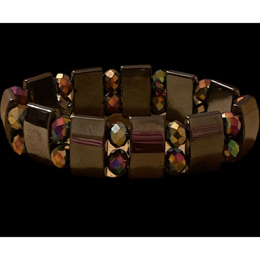 Women’s hematite and iridescent bead bracelet 