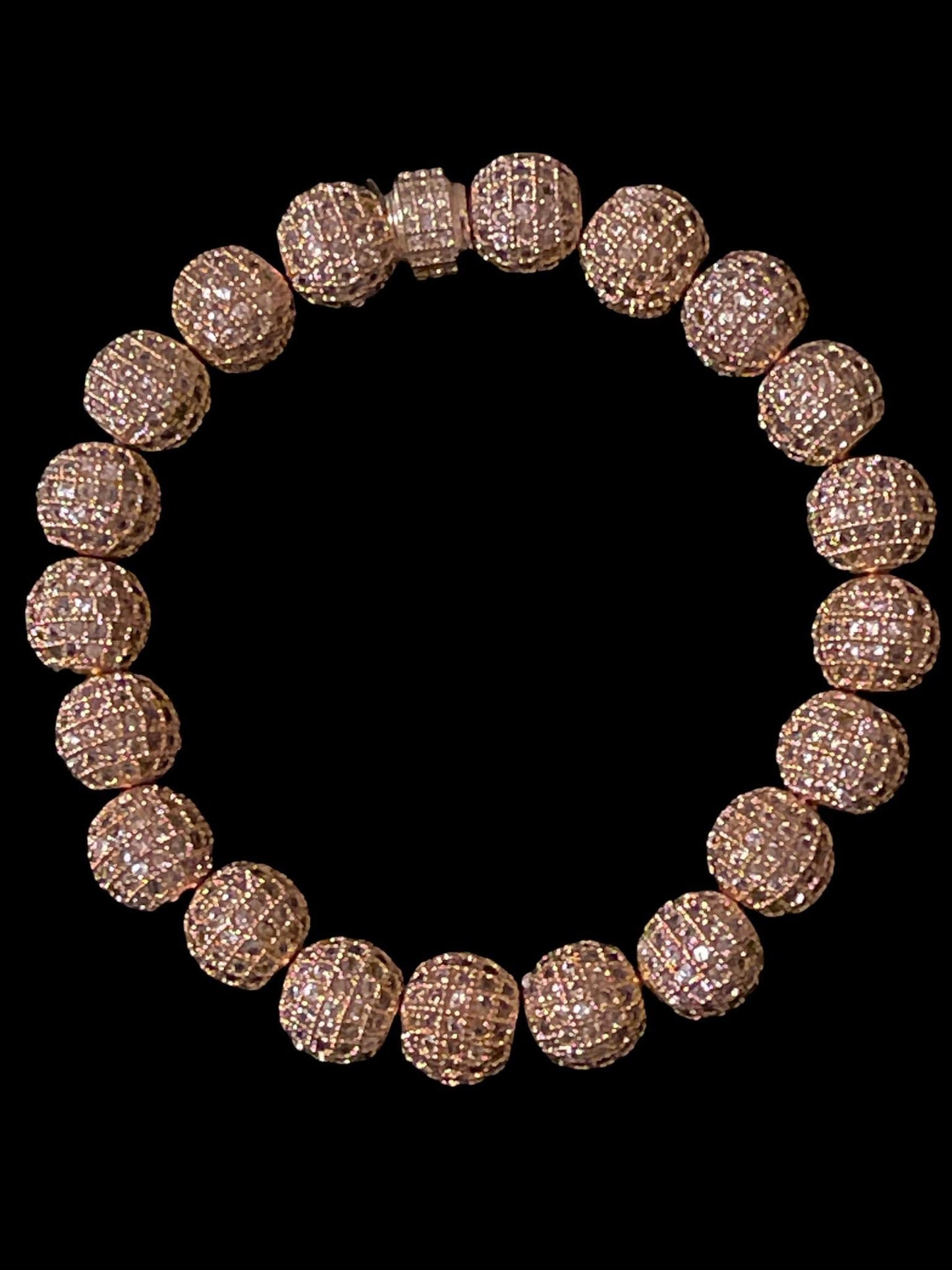 “Radiant Elegance: 10mm Rhinestones Topaz Pave Disco Ball Clay Beads Bracelet" 💕🐊