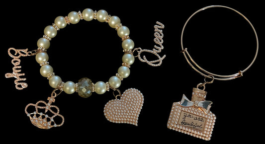 "NACRE" Pearl & Rose Gold Bracelet & Bangle Set: Epitome of Elegance and Style