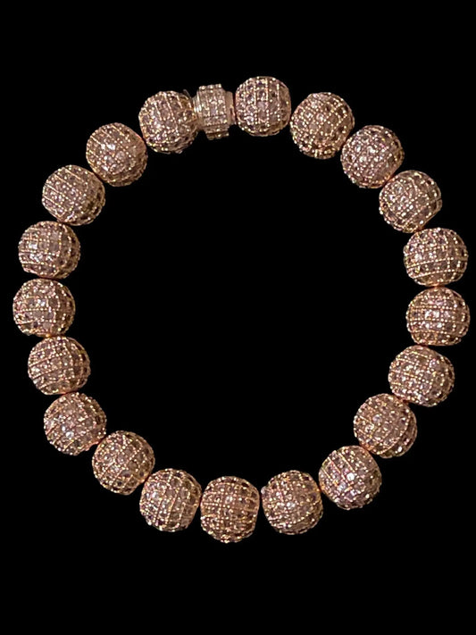 “Radiant Elegance: 10mm Rhinestones Topaz Pave Disco Ball Clay Beads Bracelet" 💕🐊 - ✨ B.eaded E.verything by "The Croc Doc" 💕🐊